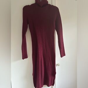 Lulu's Rich Burgundy Turtleneck Long Sleeve Dress
